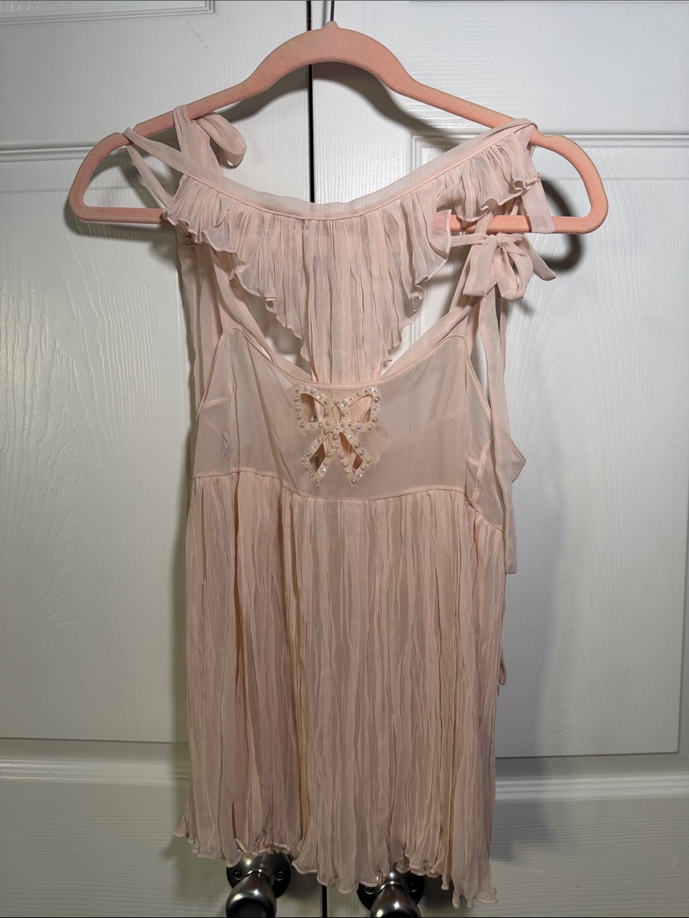 La Perla Sheer Pale Pink Chiffon Baby Doll Camisole and Thong
